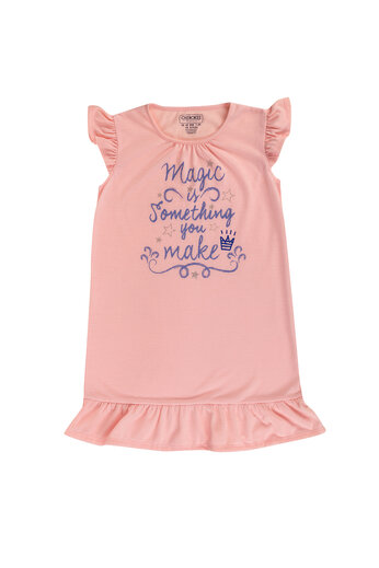 Růžová noční košile s potiskem