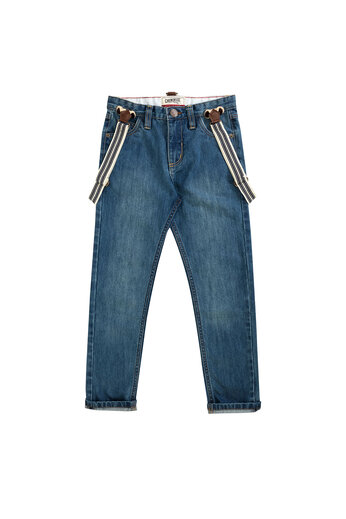 Světle modré džíny s kšandami