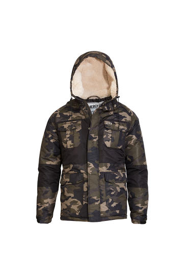 Maskáčová bunda s kapucí