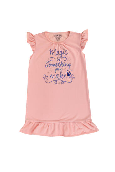 Růžová noční košile s potiskem